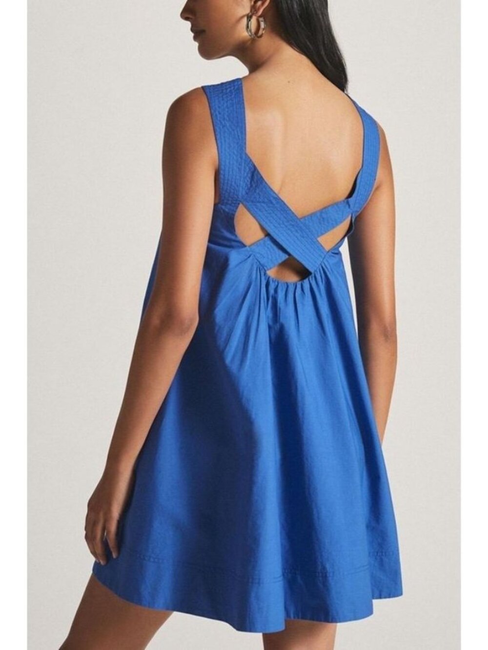 NWT Maeve by Anthropologie Cobalt Blue Pullover Crossback Mini Dress Small - Picture 8 of 9